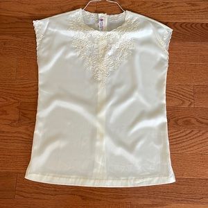 Hand made Embroidery Ivory Top size 34